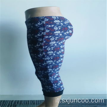 Leggings di media lunghezza stampati in rayon con processo di piegatura